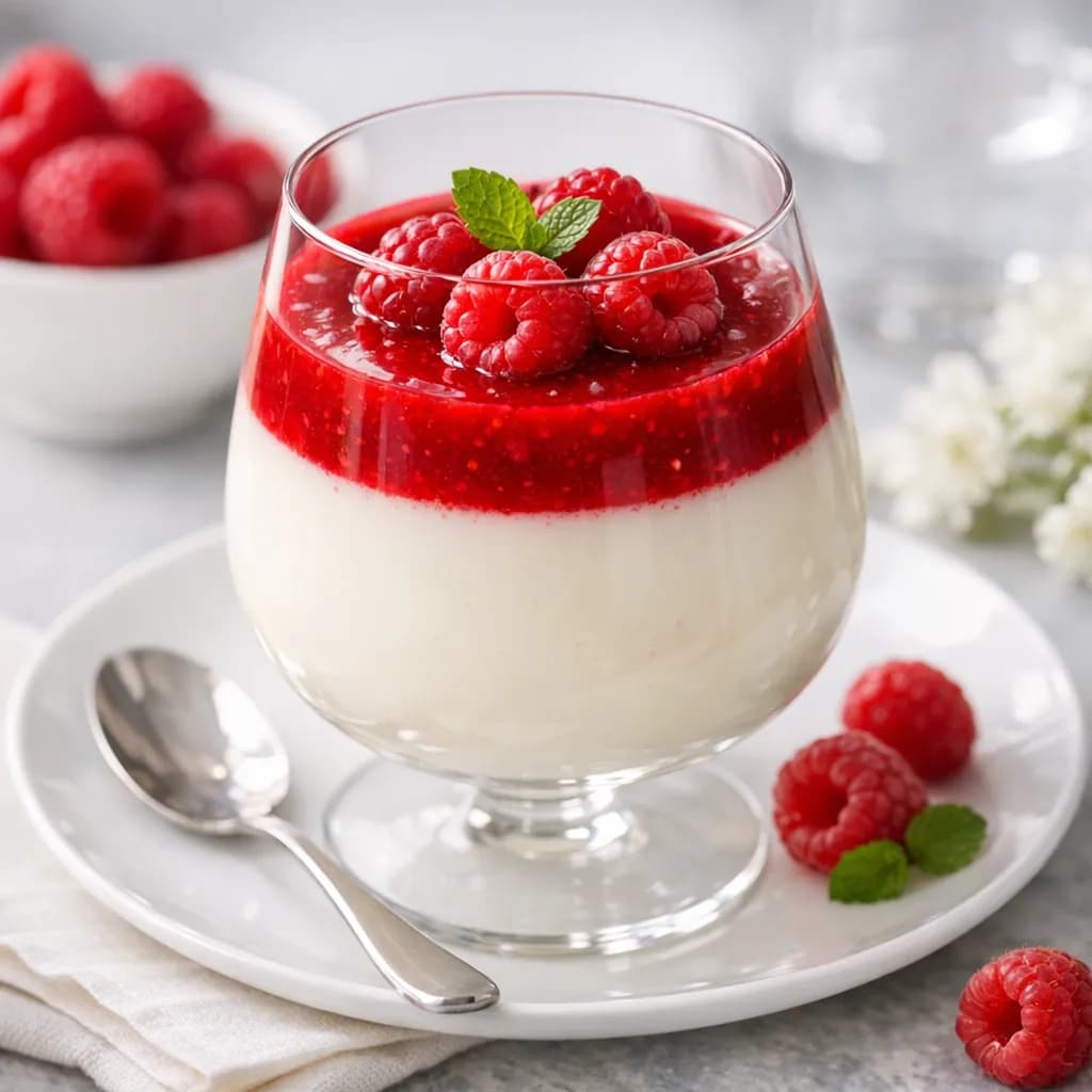 Панна-котта с малиновым соусом