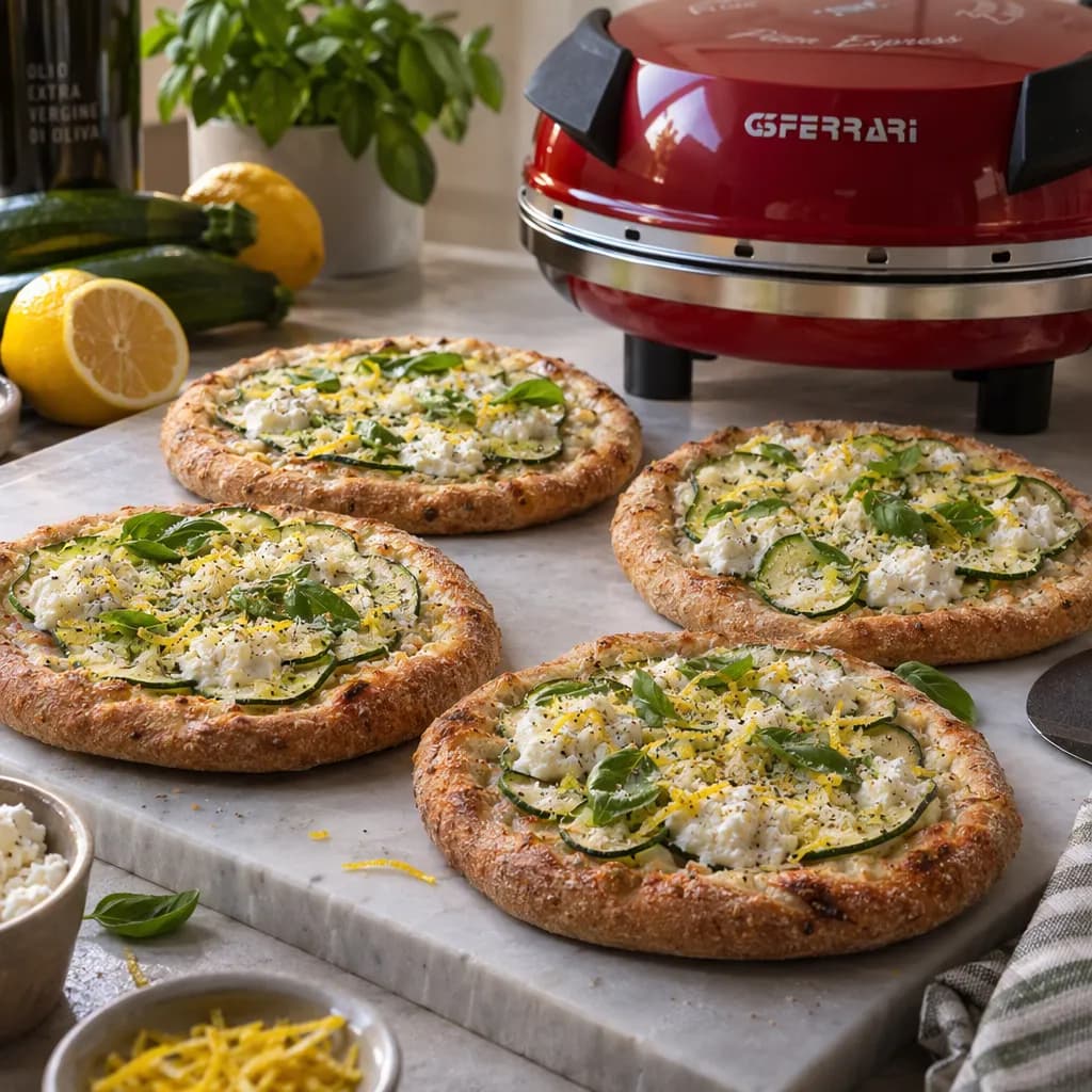 4 pizze integrali con zucchine, ricotta e limone al G3 Ferrari