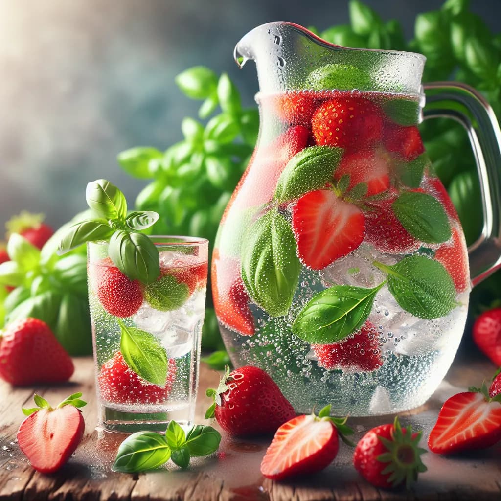 Acqua Dimagrante alla Fragola e Basilico