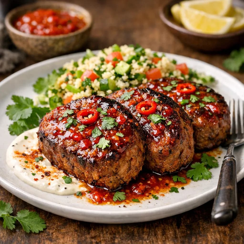 African Style Harissa Beef Meatloaf Medallions