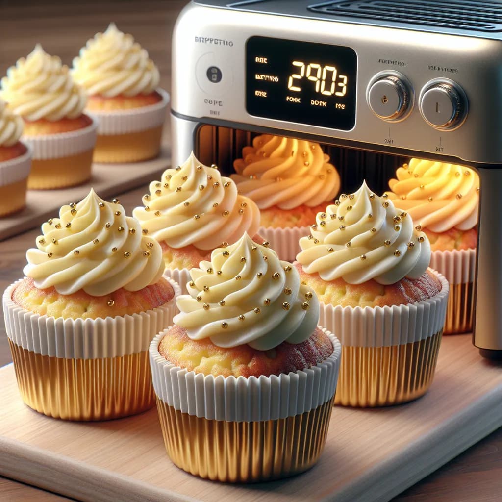 Air Fryer Vanilla Cupcakes