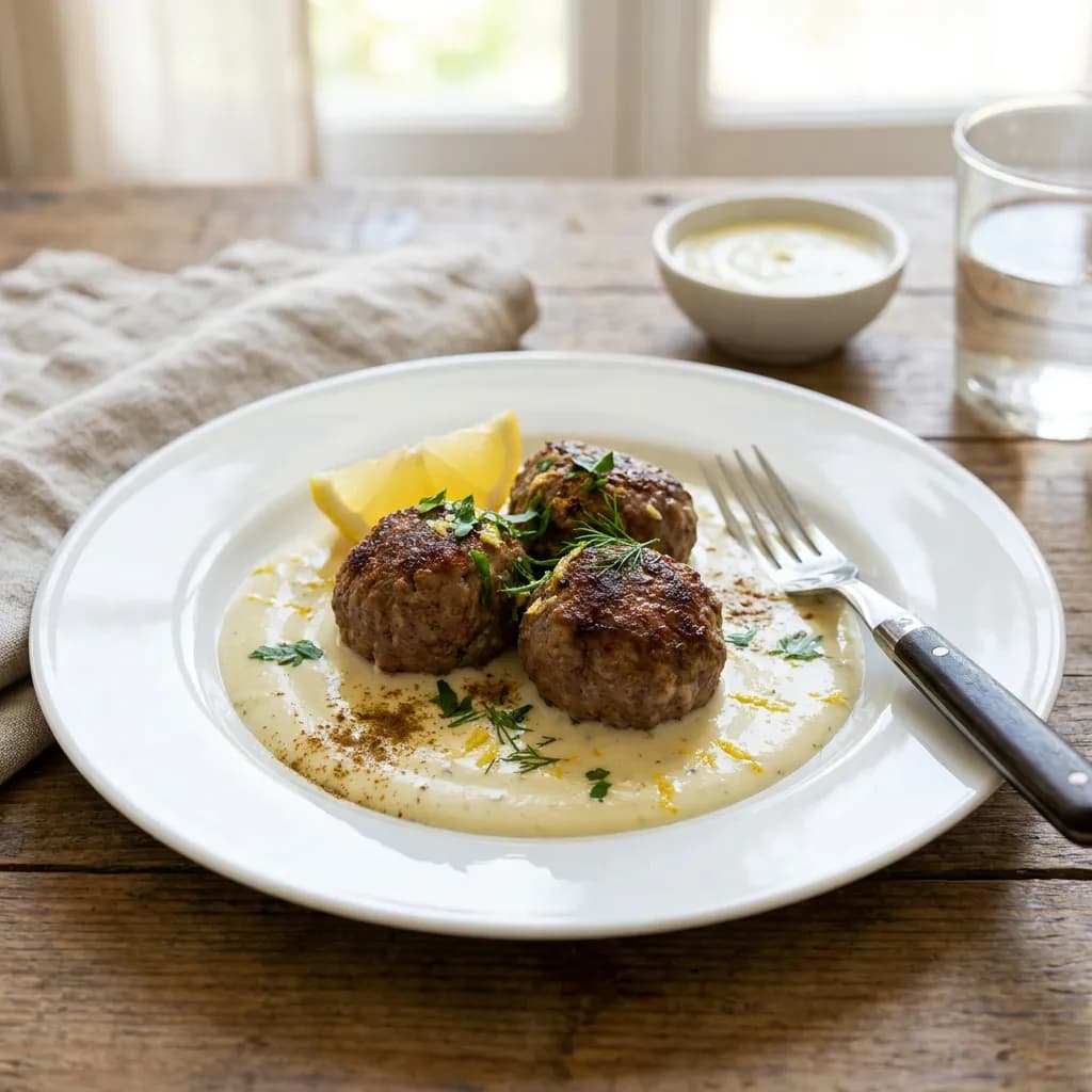 Albóndigas de ternera con salsa de yogur y limón