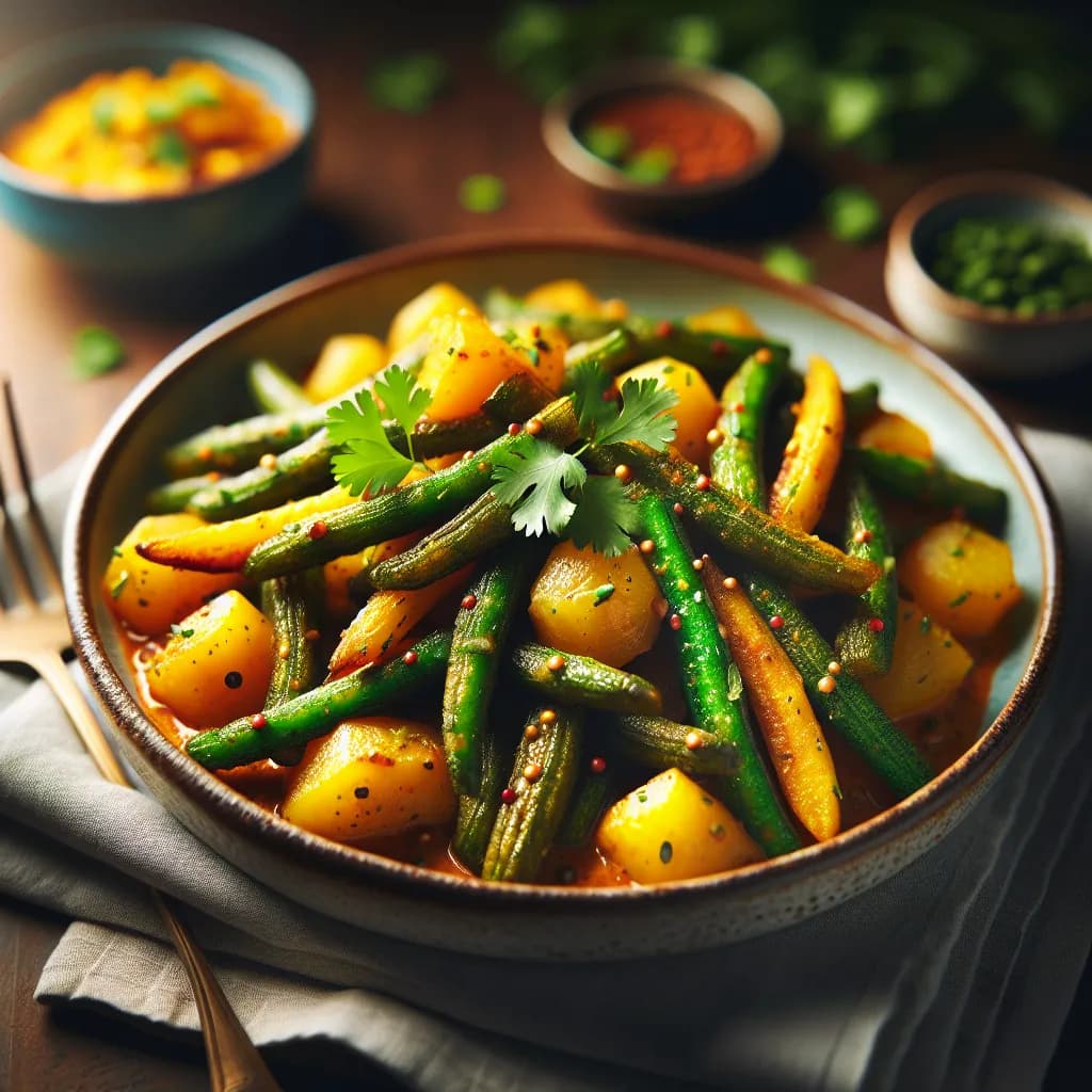 Aloo Bhindi (Potato and Lady Finger Stir Fry)