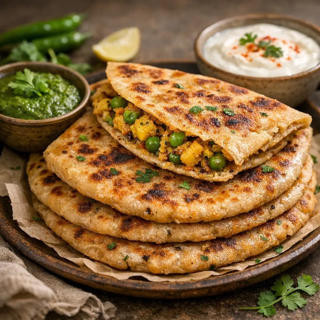 Aloo Matar Spicy Stuffed Paratha