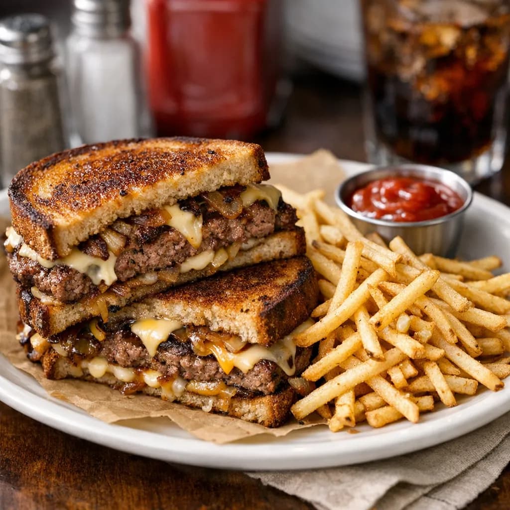 American Diner Patty Melt & Shoestring Fries