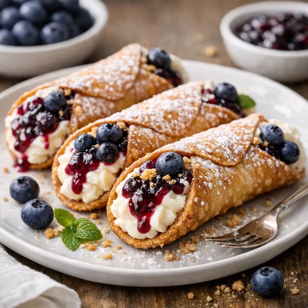 American Style Blueberry Cheesecake Cannoli