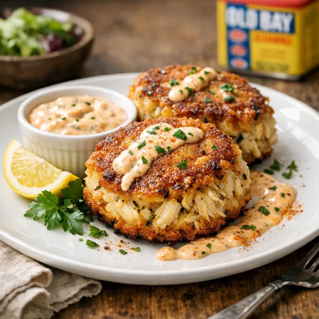American Style Classic Crab Cakes with Old Bay Remoulade
