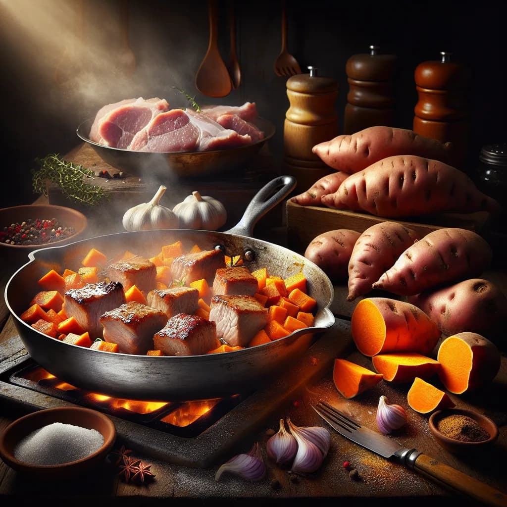 American Style Pork and Sweet Potato Skillet