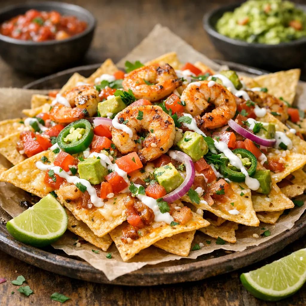 American-Style Shrimp and Avocado Nachos