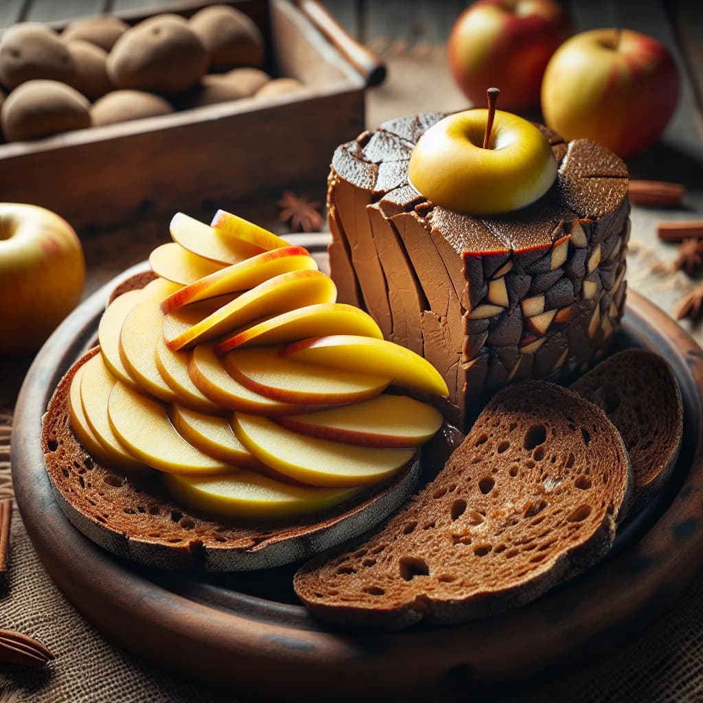 Apfel-Gänseleber-Pâté mit Pumpernickel