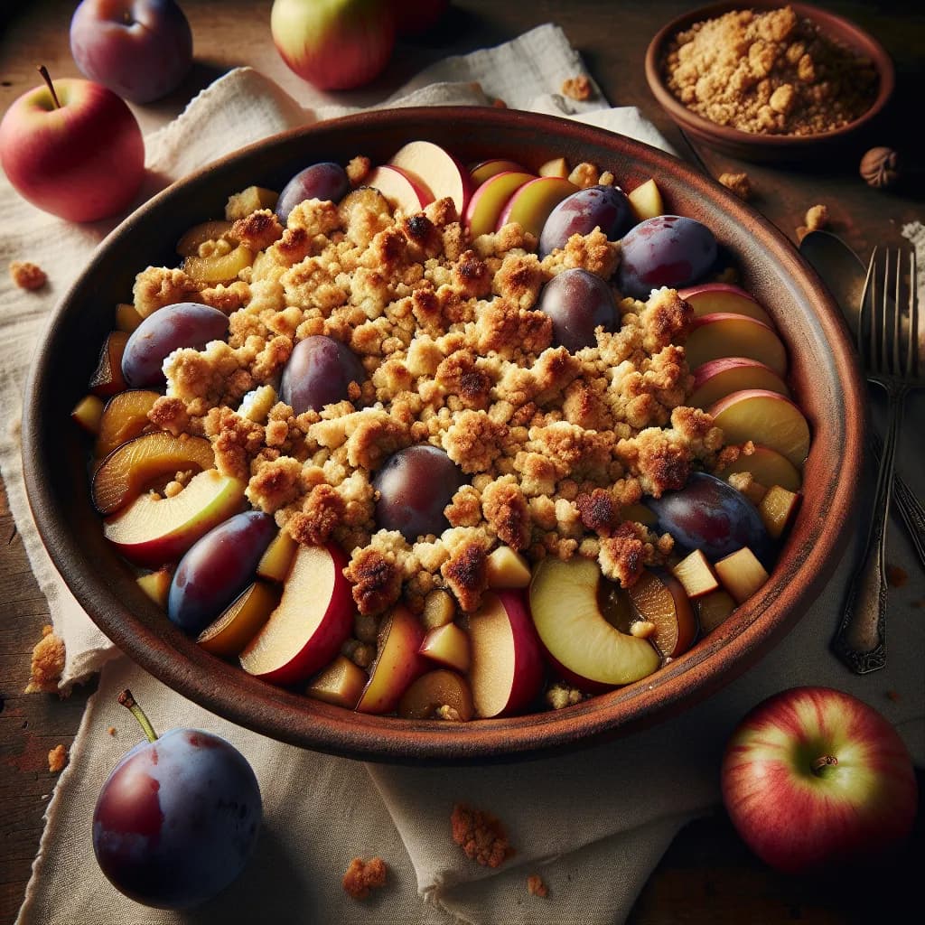 Apfel-Pflaumen-Crumble