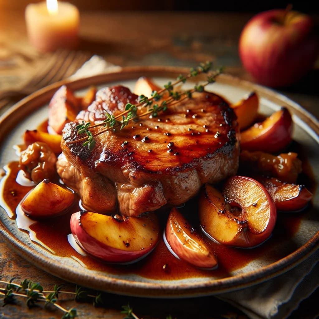 Apple and Pork Shoulder Steak