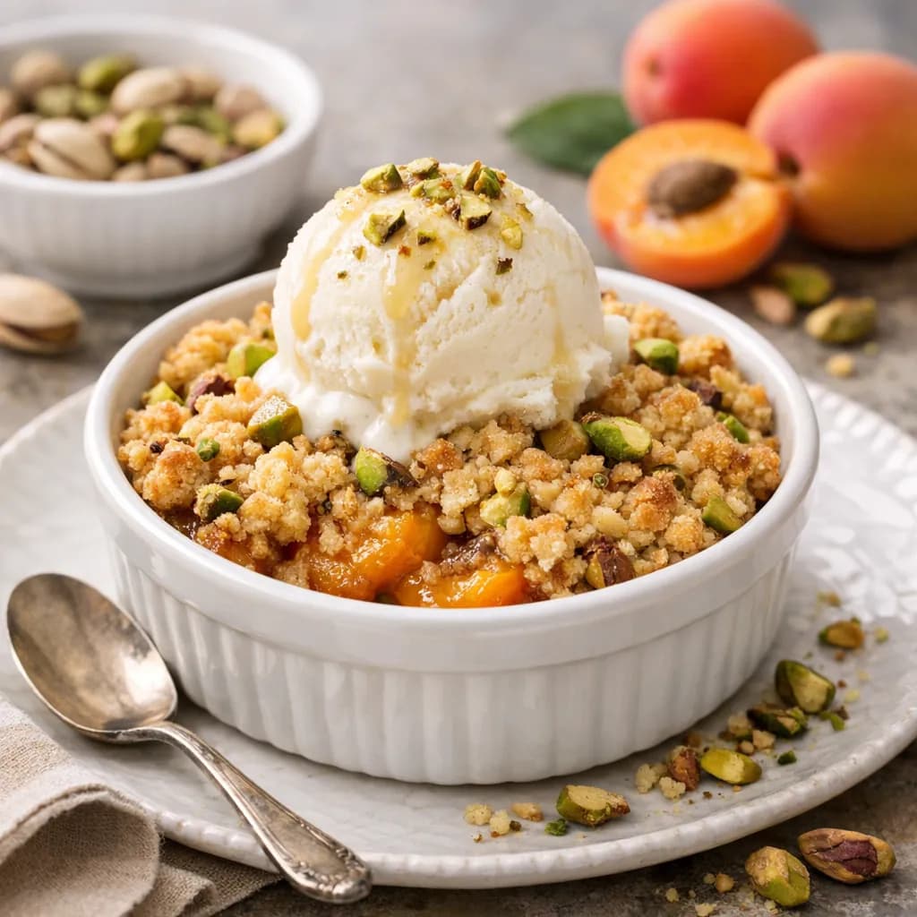 Apricot and Pistachio Crumble