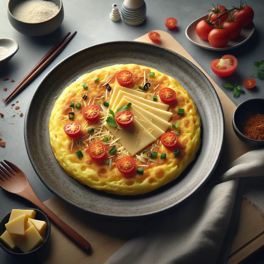 Asian Style Cheese and Tomato Omelette