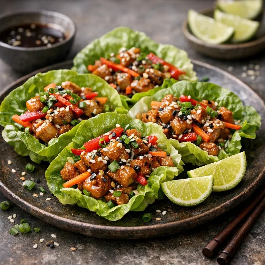Asian Style Teriyaki Chicken Lettuce Wraps