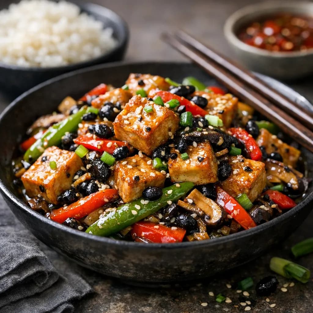 Asian Style Tofu & Black Bean Stir Fry