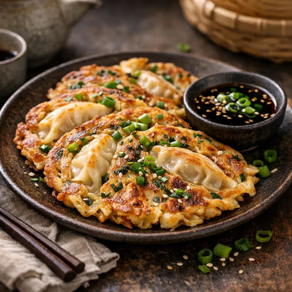 Asian-Style Savory Pancakes with Gyoza