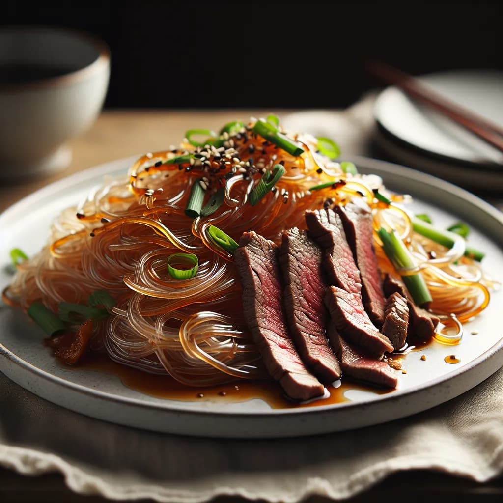 Asiatisches Rindergeschnetzeltes mit Glasnudeln