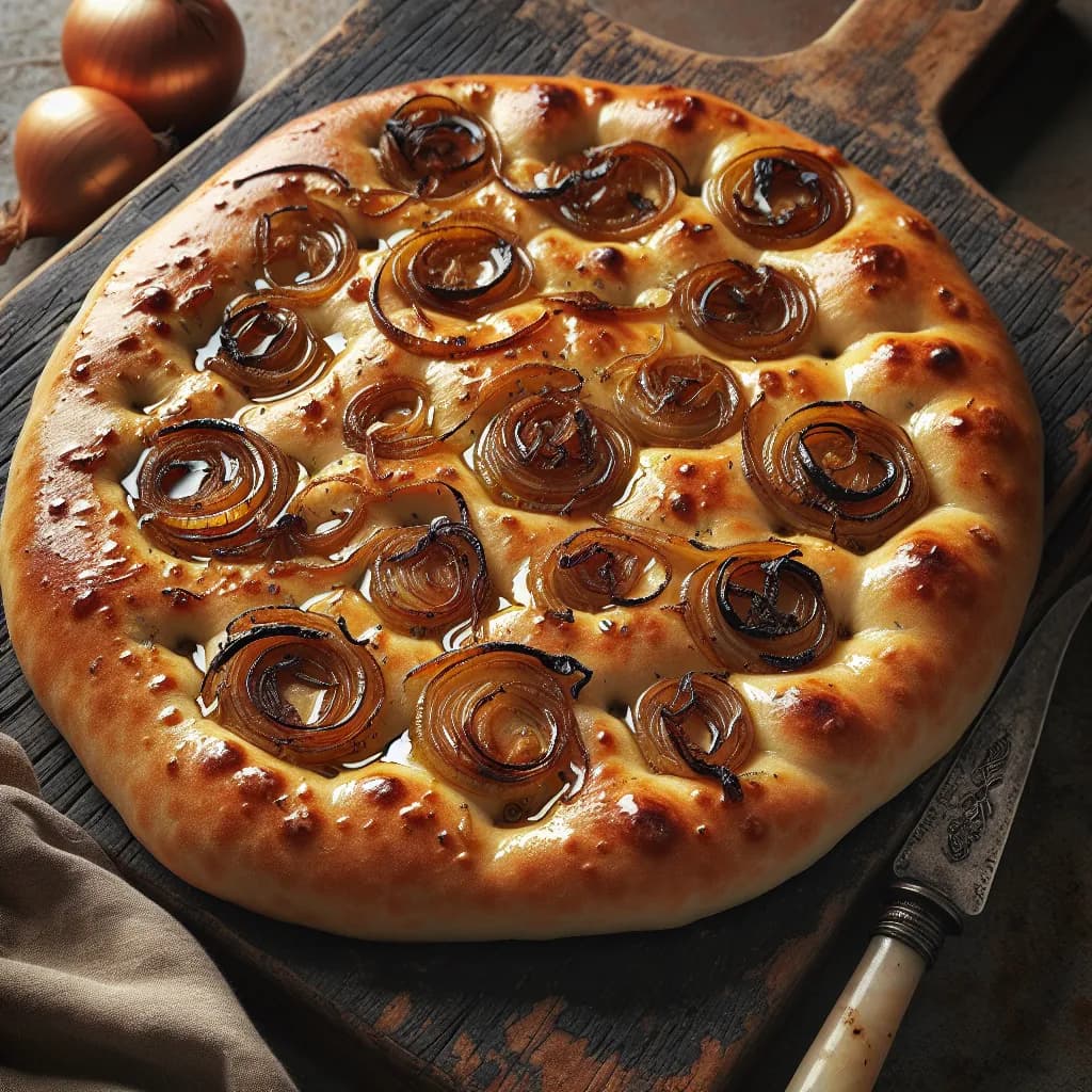 Autolysed Focaccia with Caramelized Onions