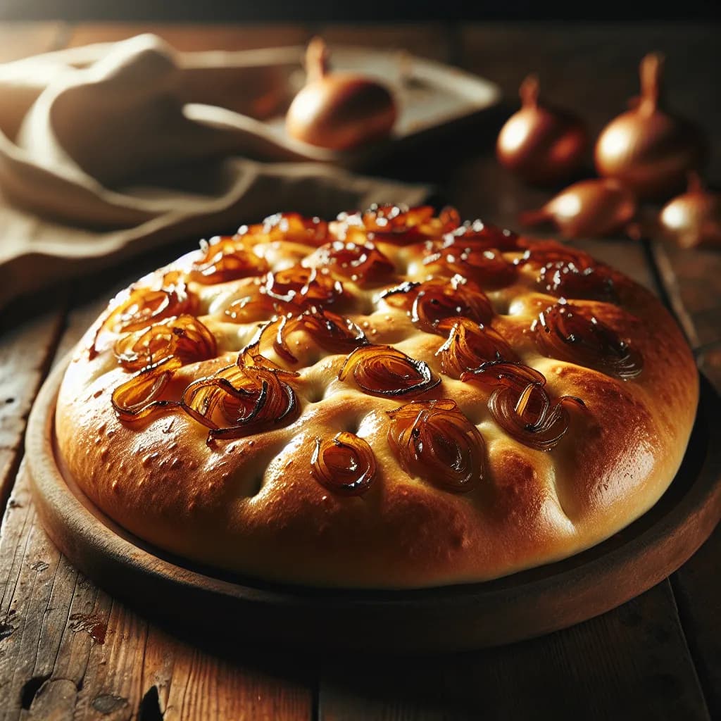 Autolysed Focaccia with Caramelized Onions