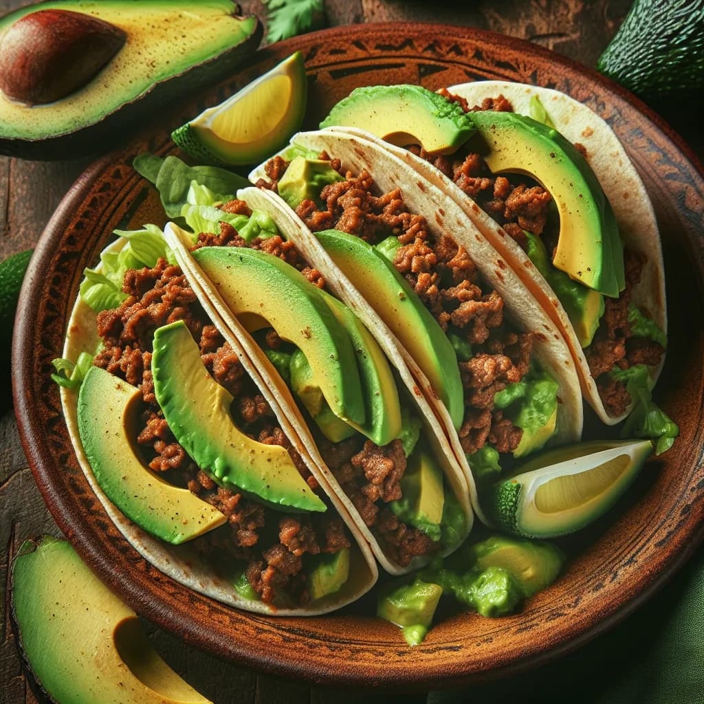 Avocado and Ground Beef Tacos