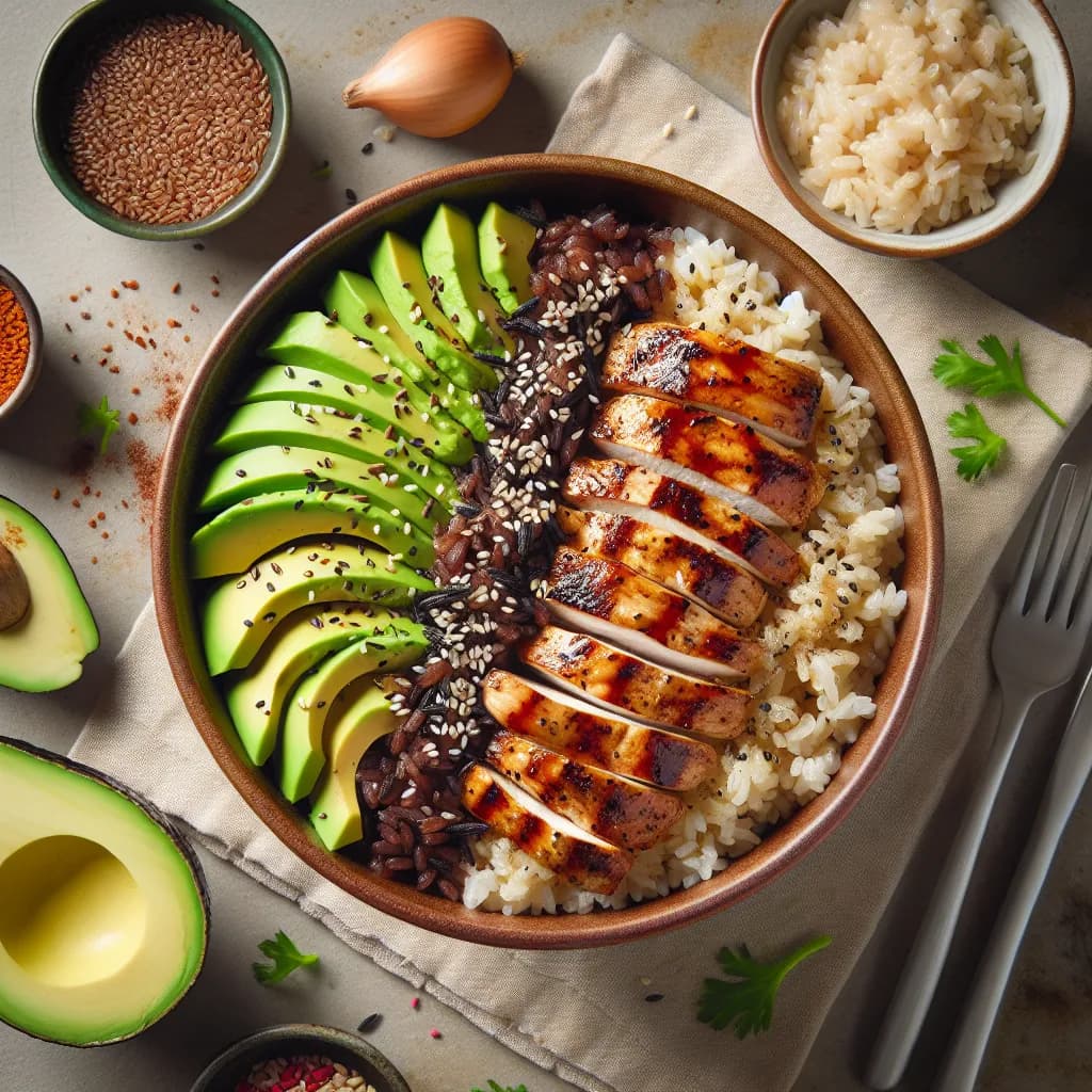 Avocado-Huhn-Reis-Bowl