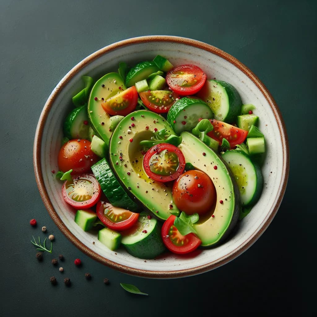 Avocado-Salat mit Tomaten und Gurken