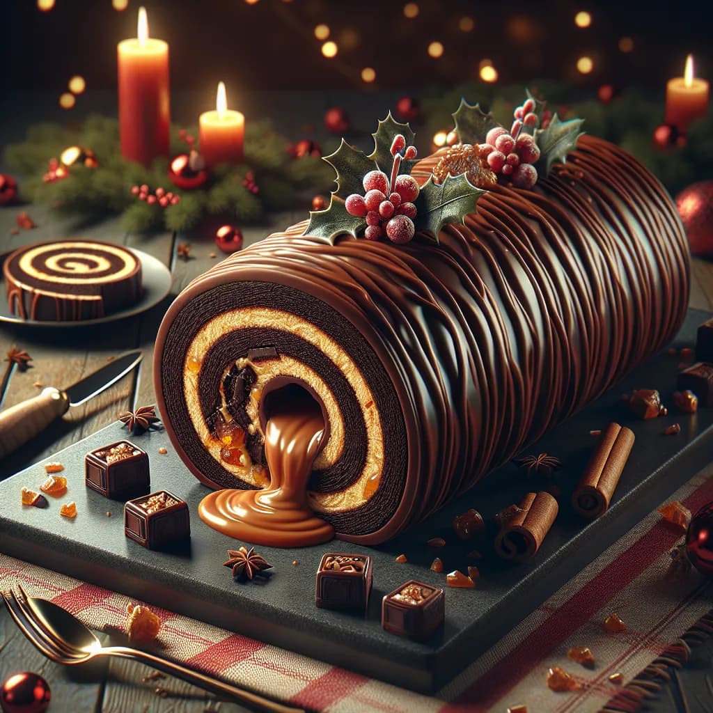 Bûche Chocolat Cœur Coulant Praliné