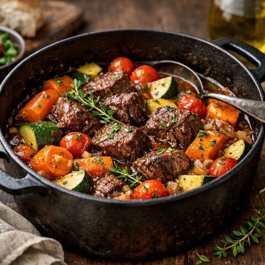 Bœuf braisé aux légumes d'été