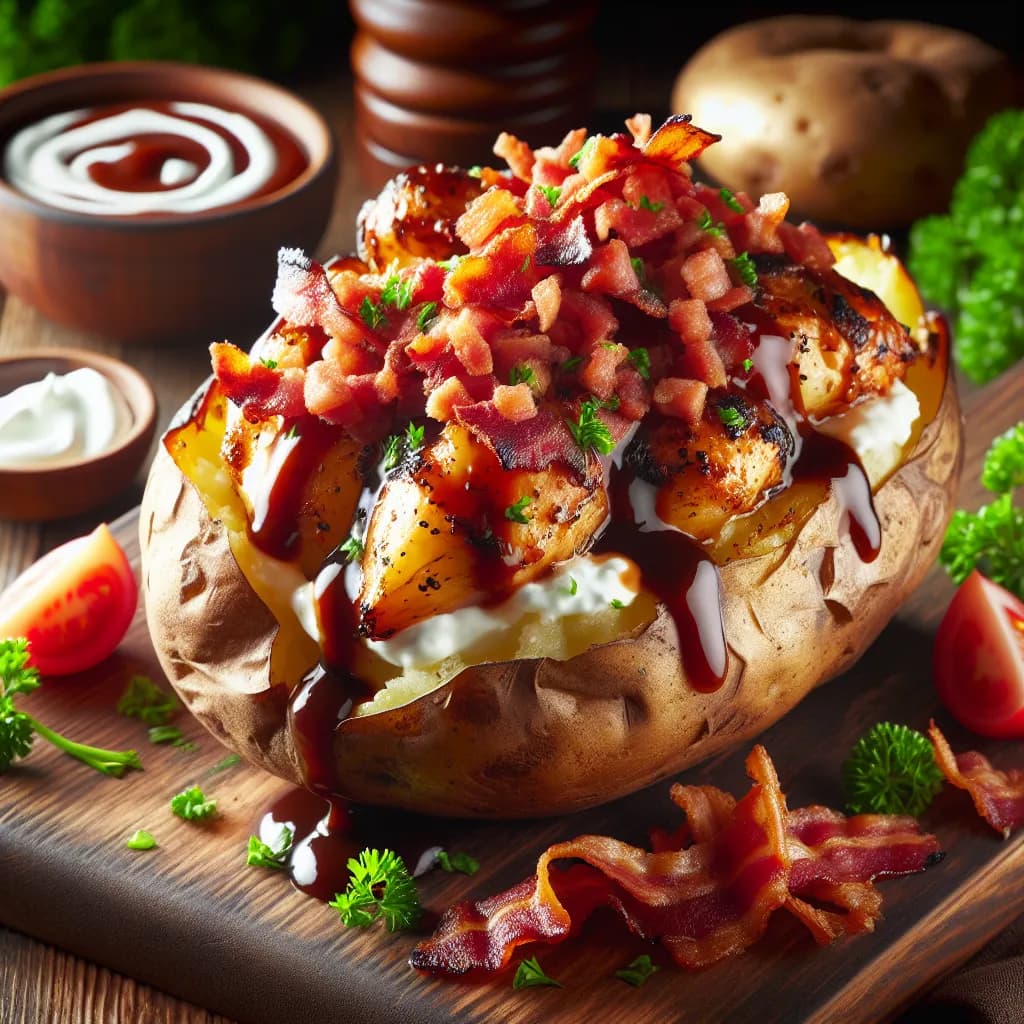 BBQ Chicken and Bacon Baked Potato