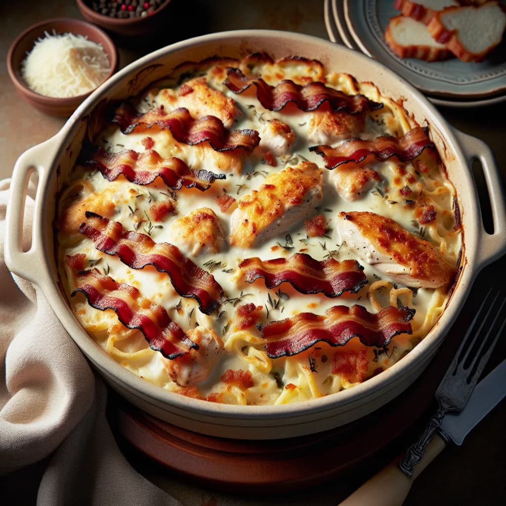 Bacon Chicken Alfredo Bake