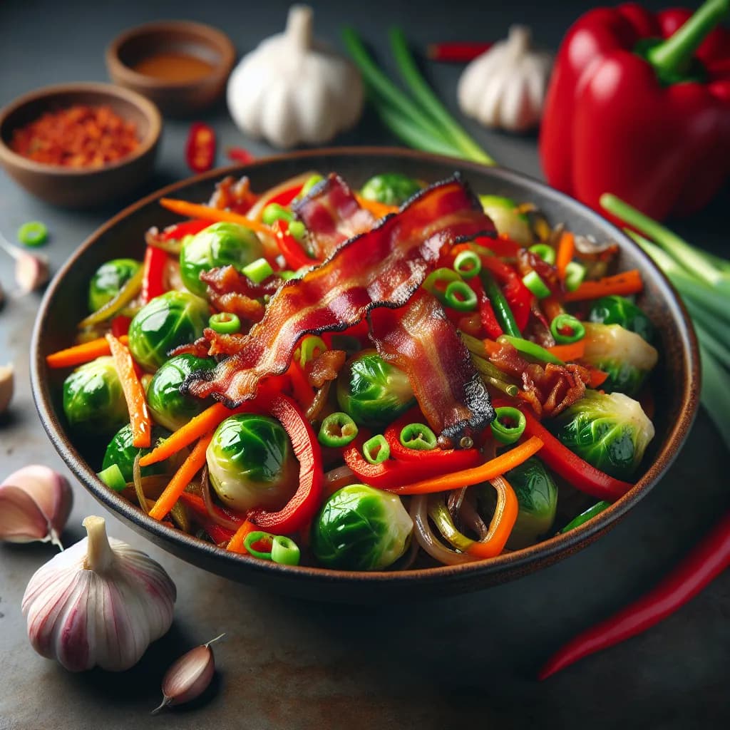 Bacon and Brussels Sprouts Stir-Fry