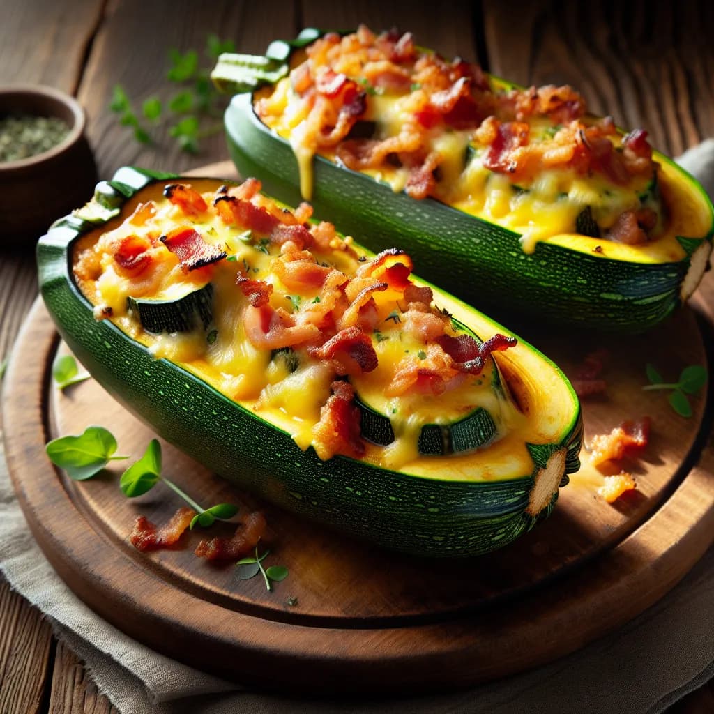 Bacon and Cheese Stuffed Zucchini