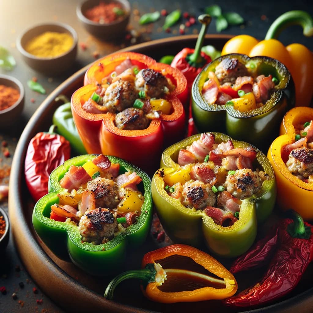 Bacon and Sausage Stuffed Peppers