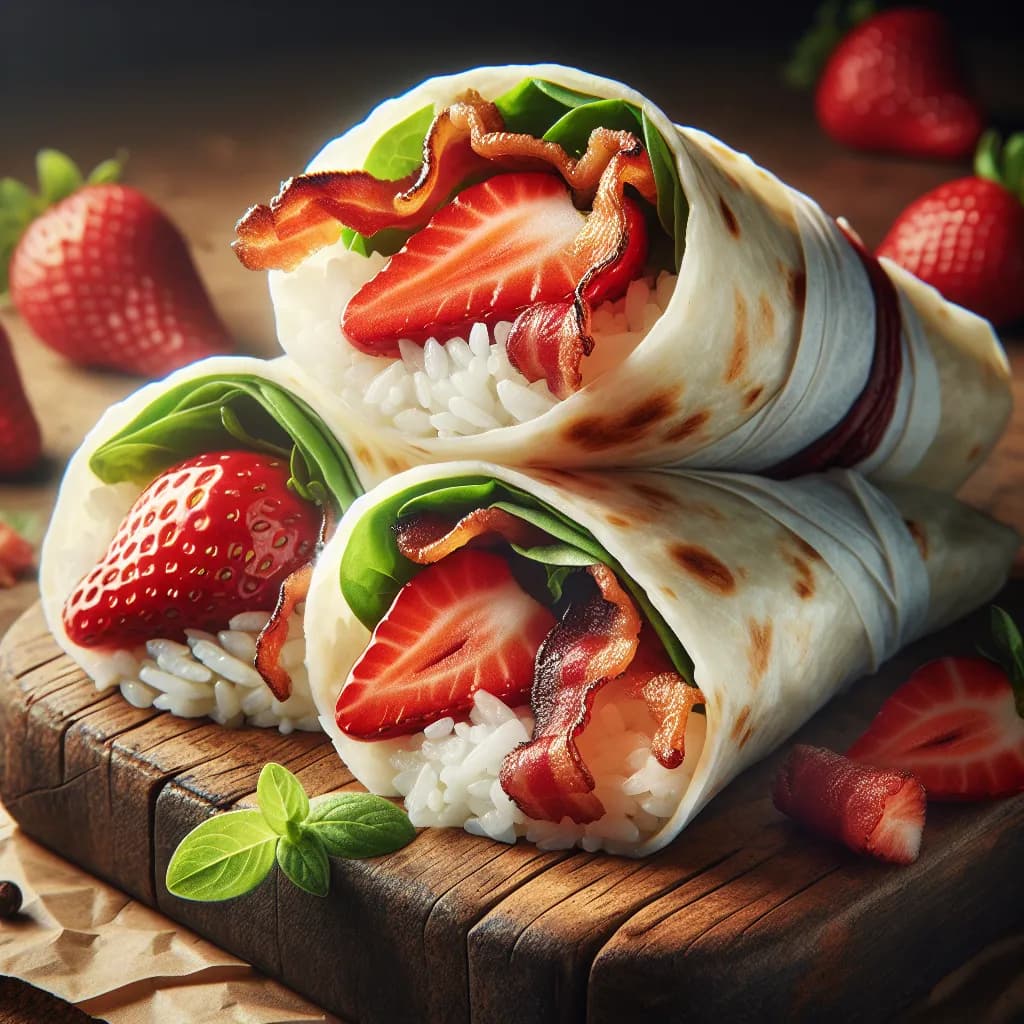 Bacon and Strawberry Rice Wraps