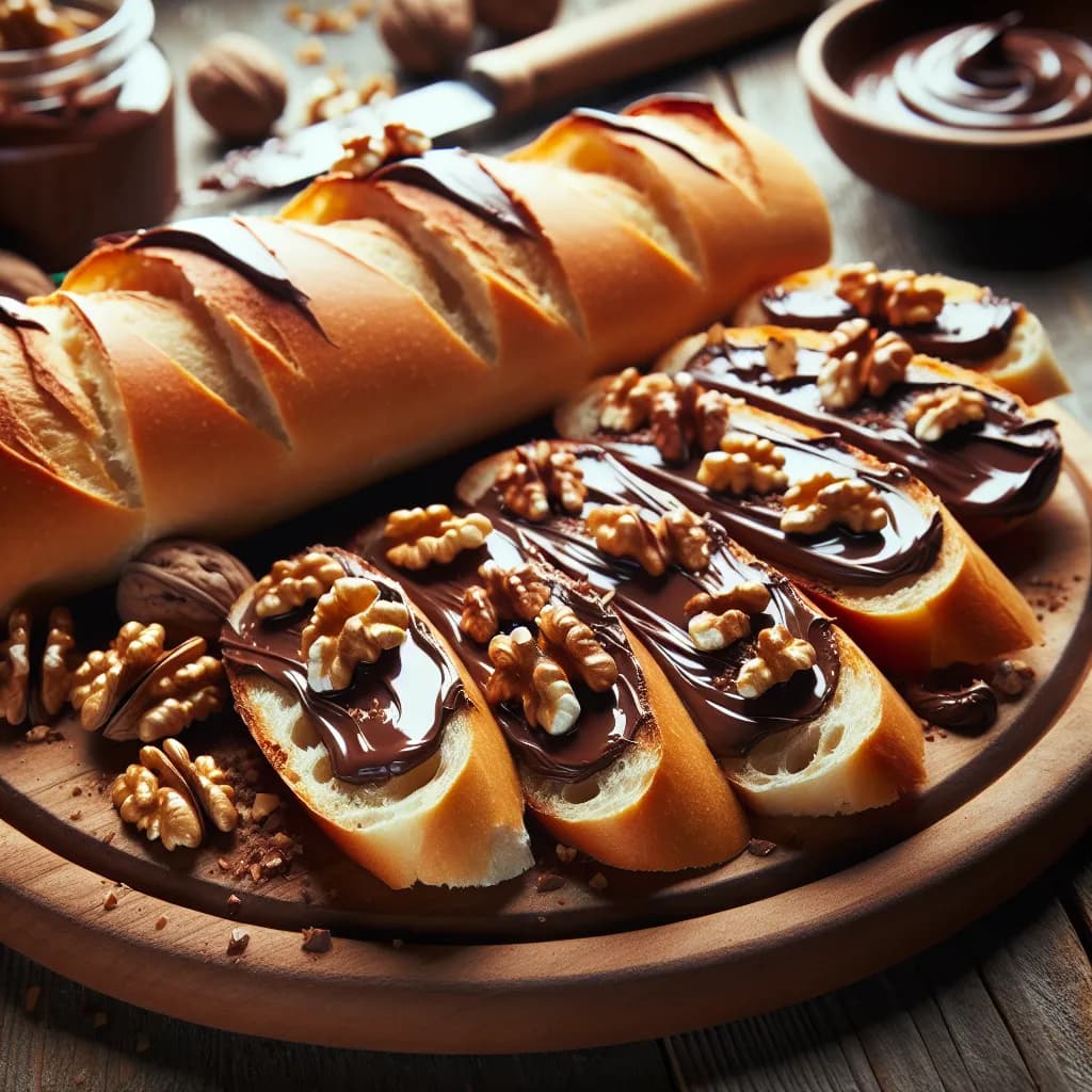 Baguette Grillée au Nutella et Noix