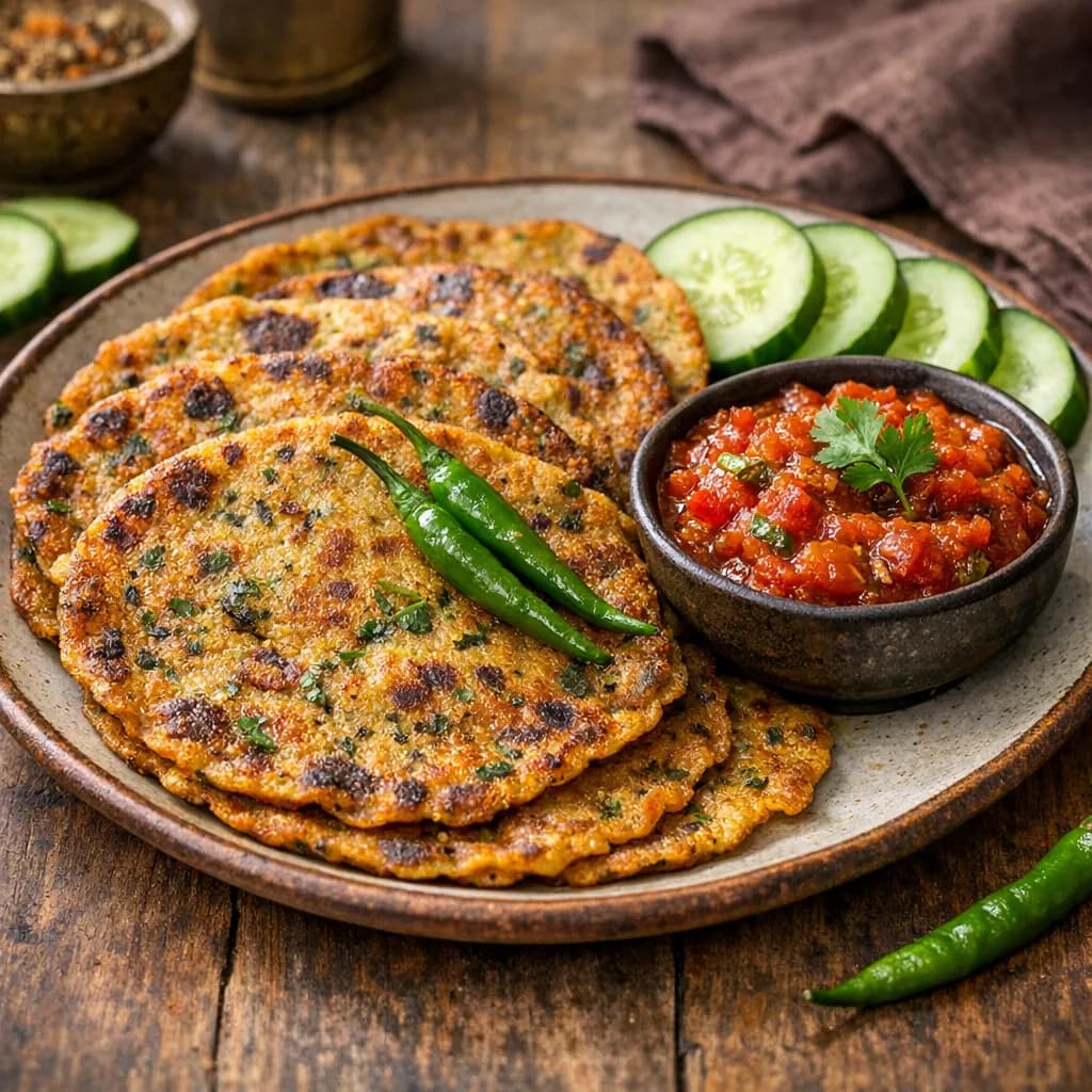 Bajra & Besan Cheela with Spiced Tomato-Onion Chutney