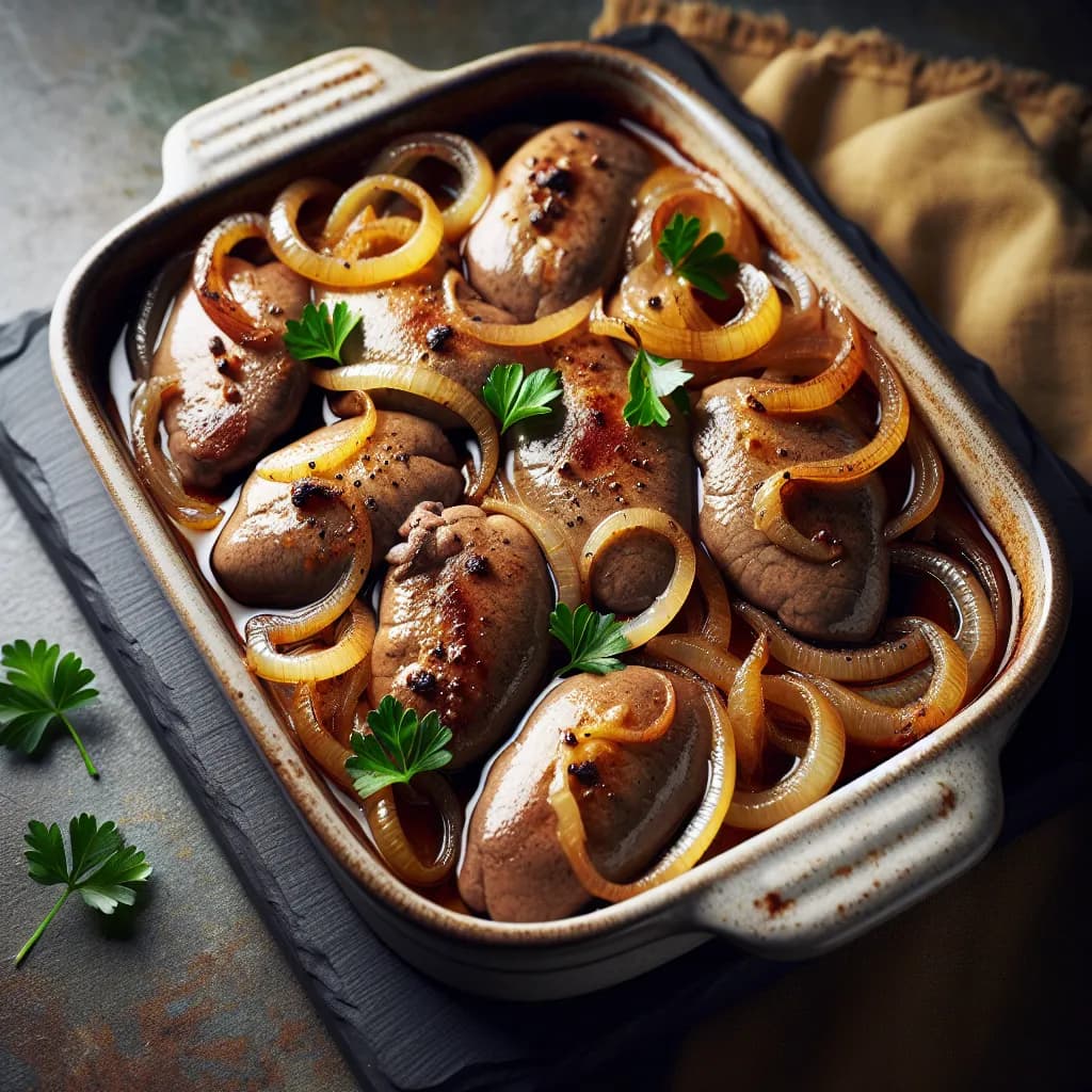 Baked Chicken Livers with Onions