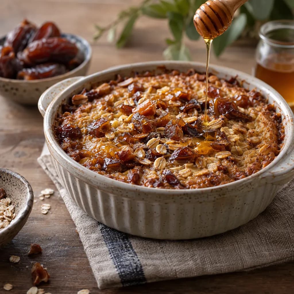 Baked Honey-Date Oat Pudding