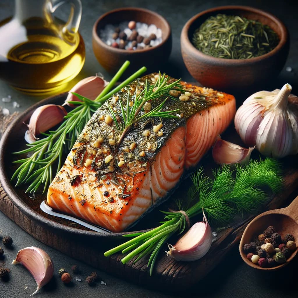 Baked Salmon with Garlic and Herbs