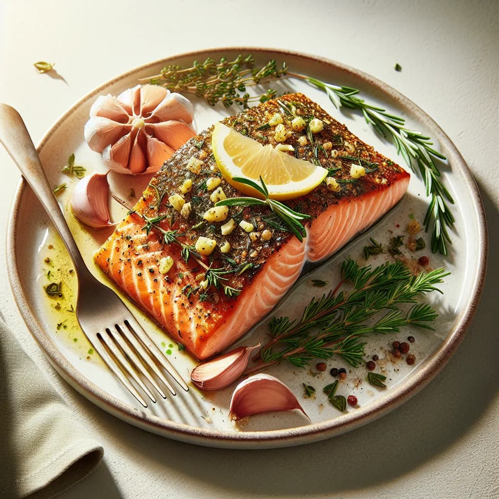 Baked Salmon with Garlic and Herbs