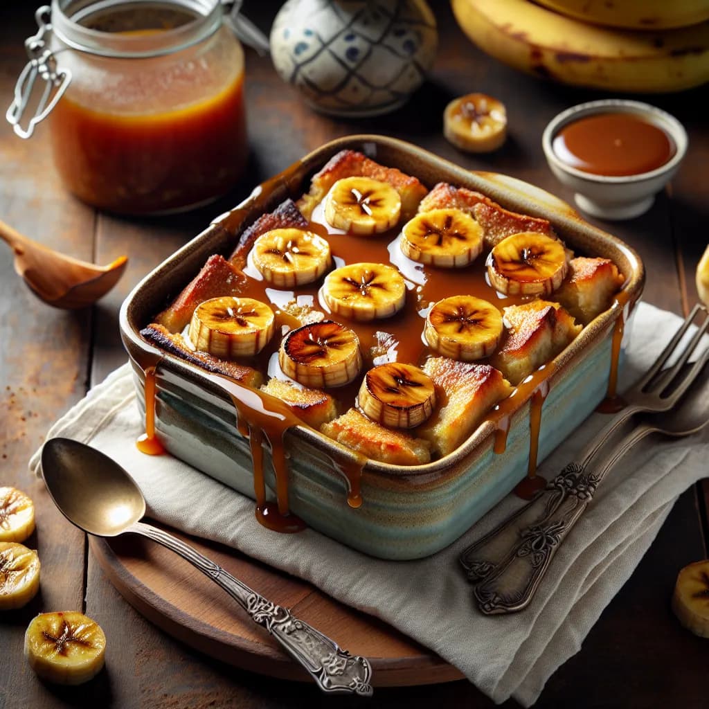 Banana Foster Caramel Bread Pudding