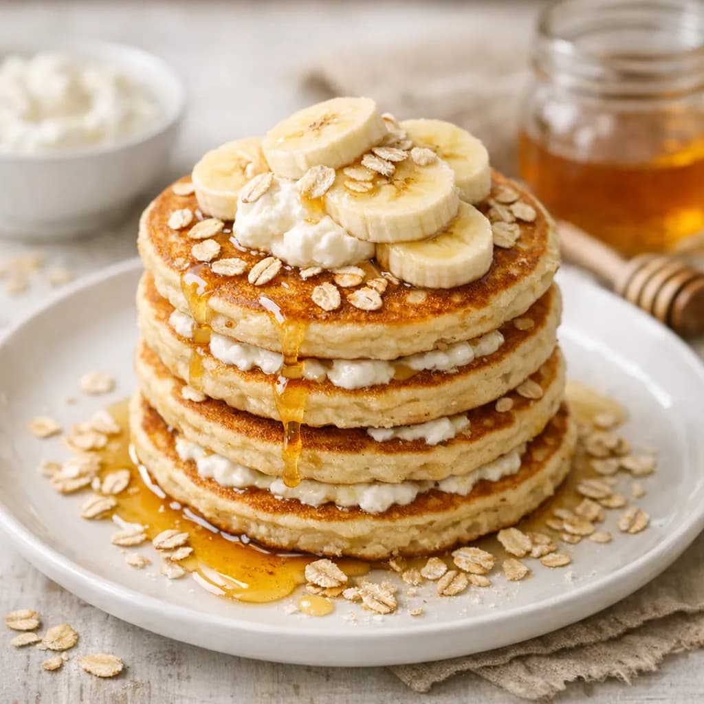 Bananen-Quark-Haferflocken-Pancakes