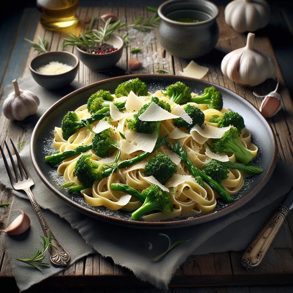 Bandnudeln mit Broccoli und Knoblauch