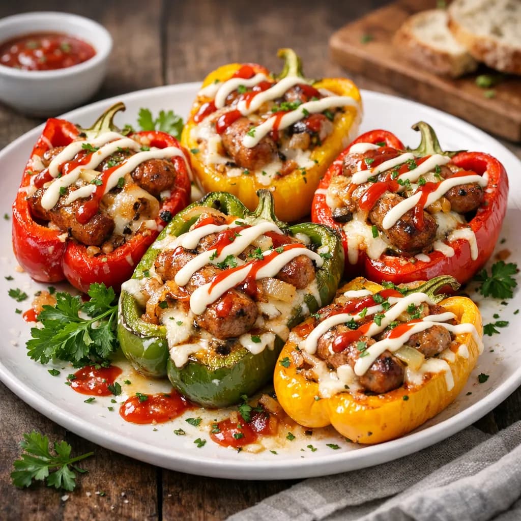 Banger & Cheese Stuffed Peppers