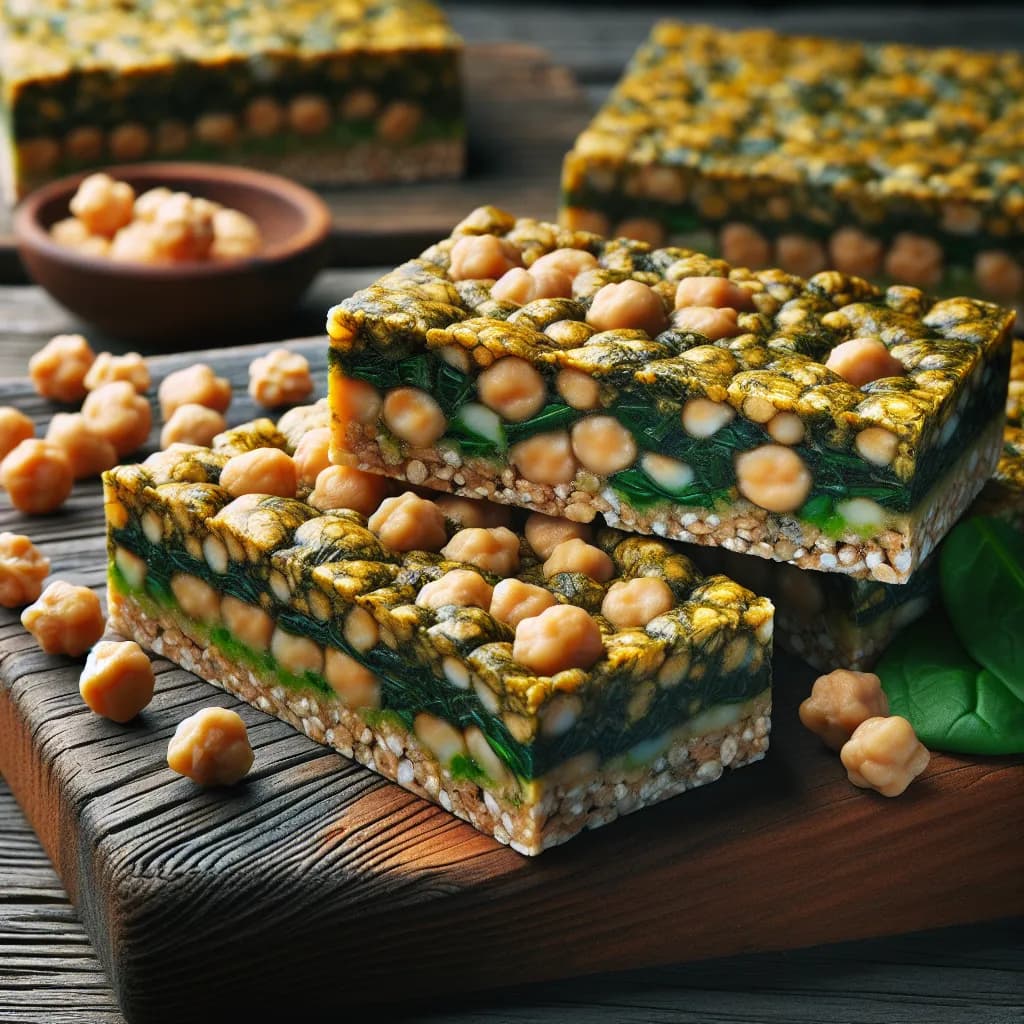 Barres de céréales salées aux pois chiches et épinards