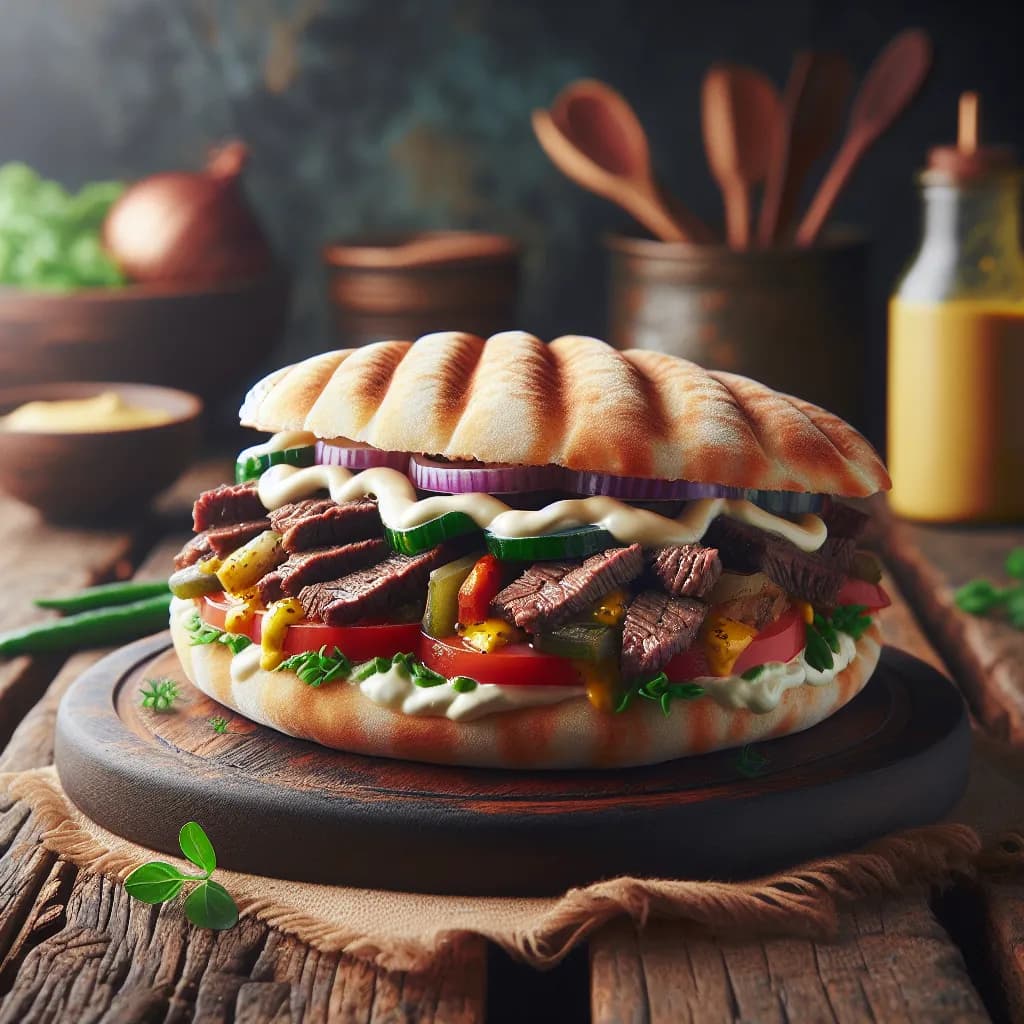 Batbout au Steak à la Mayonnaise