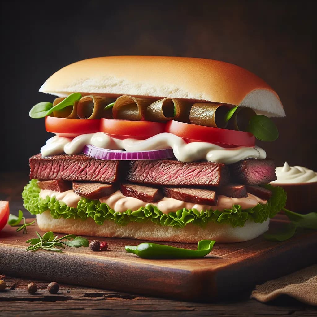 Batbout au Steak Halal et Mayonnaise