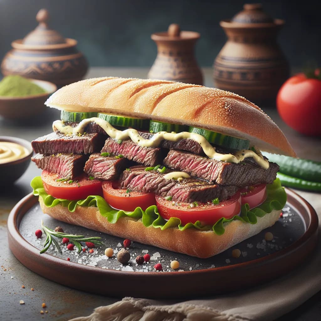 Batbout au Steak et Sauce Mayonnaise