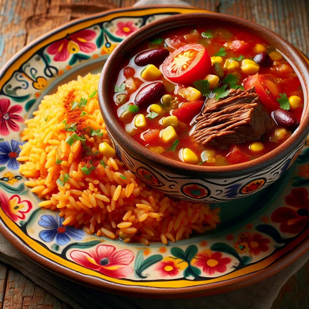 Beef Taco Soup with Mexican Rice